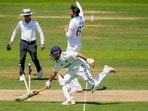 London: India's batter Rishabh Pant tries to reach the crease during the third day of the third Test match between India and England London: India's batter Rishabh Pant tries to reach the crease during the third day of the third Test match between India and England