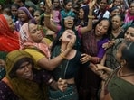 Family members and relatives of victim of the Air India plane crash, grieve during his funeral procession in Ahmedabad, India, Tuesday, June 17, 2025. Family members and relatives of victim of the Air India plane crash, grieve during his funeral procession in Ahmedabad, India, Tuesday, June 17, 2025.