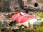 Ahmedabad: Wreckage of the crashed Air India plane being lifted through a crane, in Ahmedabad, Gujarat, Saturday, June 14, 2025. (PTI) Ahmedabad: Wreckage of the crashed Air India plane being lifted through a crane, in Ahmedabad, Gujarat, Saturday, June 14, 2025. (PTI)