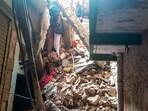 Debris of a four-storey building that collapsed at Welcome area, in New Delhi, Saturday, July 12, 2025. Debris of a four-storey building that collapsed at Welcome area, in New Delhi, Saturday, July 12, 2025.