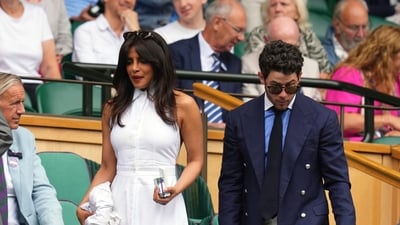 Priyanka Chopra and Nick Jonas arrive in the Royal Box at Centre Court during the Wimbledon Tennis Championships. (AP) Priyanka Chopra and Nick Jonas arrive in the Royal Box at Centre Court during the Wimbledon Tennis Championships. (AP)
