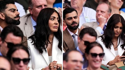 Anushka Sharma and Virat Kohli attended Wimbledon Tennis Championships on Tuesday. (Twitter) Anushka Sharma and Virat Kohli attended Wimbledon Tennis Championships on Tuesday. (Twitter)