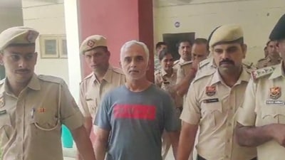 Deepak Yadav, father of Radhika Yadav, being produced in the district court in Gurugram on Friday. (HT Photo) Deepak Yadav, father of Radhika Yadav, being produced in the district court in Gurugram on Friday. (HT Photo)