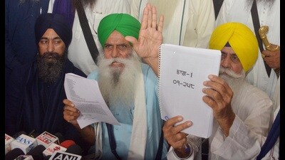 Farmer leader Jagjit Singh Dallewal addressing mediapersons in Amritsar on Saturday. (Sameer Sehgal/HT) Farmer leader Jagjit Singh Dallewal addressing mediapersons in Amritsar on Saturday. (Sameer Sehgal/HT)