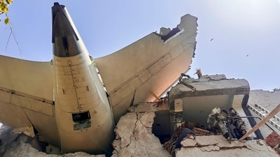 Remains of an Air India plane, that crashed moments after taking off from Sardar Vallabhbhai Patel International Airport, lies on a building in Ahmedabad. (AFP PHOTO/CISF) Remains of an Air India plane, that crashed moments after taking off from Sardar Vallabhbhai Patel International Airport, lies on a building in Ahmedabad. (AFP PHOTO/CISF)