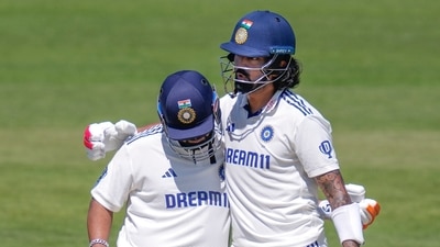 A 141-run partnership for Pant and Rahul set the stage, with the pair particularly making hay during the second hour of play with quick and aggressive scoring. A misguided run saw the end of that stand. (PTI) A 141-run partnership for Pant and Rahul set the stage, with the pair particularly making hay during the second hour of play with quick and aggressive scoring. A misguided run saw the end of that stand. (PTI)