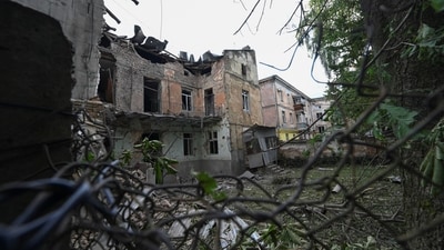 Several fires broke out across the city of Chernivtsi, and residential houses and administrative buildings were damaged, regional officials said. (Stringer/ REUTERS)