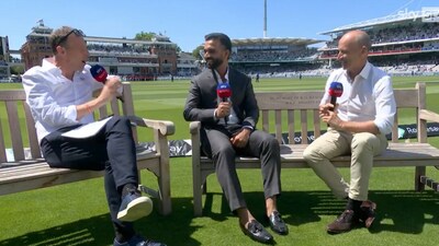 Mike Atherton, Ajinkya Rahane and Nasser Hussain Mike Atherton, Ajinkya Rahane and Nasser Hussain