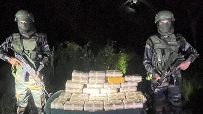 The Assam Rifles on Friday seized methamphetamine tablets worth ₹112.4 crore in Zokhawthar. (Sourced) The Assam Rifles on Friday seized methamphetamine tablets worth ₹112.4 crore in Zokhawthar. (Sourced)