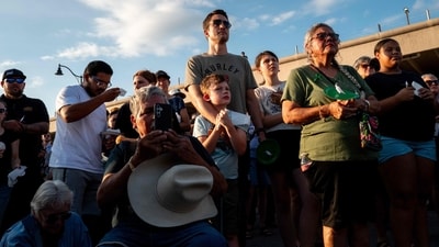 Community members pray together during a candlelight vigil to honor the lives lost in the flash floods that claimed more than 120 lives on July 11, 2025 in Kerrville, Texas. (Getty Images via AFP) Community members pray together during a candlelight vigil to honor the lives lost in the flash floods that claimed more than 120 lives on July 11, 2025 in Kerrville, Texas. (Getty Images via AFP)