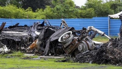 Wreckage of Air India Flight 171, a Boeing 787-8 Dreamliner aircraft, one month after the crash in Ahmedabad. (PTI) Wreckage of Air India Flight 171, a Boeing 787-8 Dreamliner aircraft, one month after the crash in Ahmedabad. (PTI)