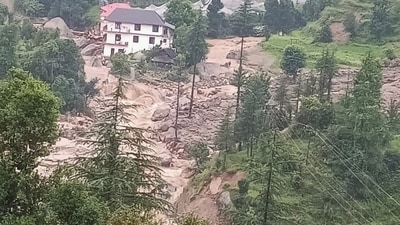 Ten cloudbursts, flash floods, and landslides wreaked havoc in various parts of Mandi. (HT Photo)
