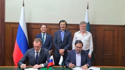 The agreement was signed at the Pakistan embassy in Moscow (Facebook/Pakistan Embassy Russia) The agreement was signed at the Pakistan embassy in Moscow (Facebook/Pakistan Embassy Russia)