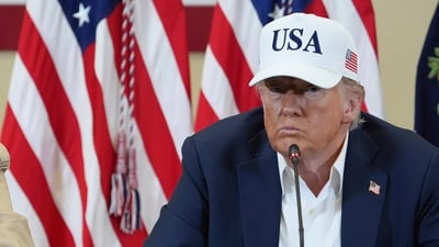 President Donald Trump listens during a roundtable discussion with first responders and local officials at Hill Country Youth Event Center in Kerrville, Texas (AP) President Donald Trump listens during a roundtable discussion with first responders and local officials at Hill Country Youth Event Center in Kerrville, Texas (AP)