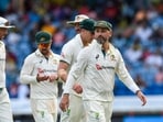 Nathan Lyon (R) of Australia walks off the field during the 2nd day of the 2nd Test between West Indies and Australia Nathan Lyon (R) of Australia walks off the field during the 2nd day of the 2nd Test between West Indies and Australia