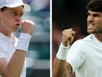 A combination picture shows Italy's Jannik Sinner and Spain's Carlos Alcaraz ahead of the Wimbledon men's singles final. July 12, 2025. REUTERS
