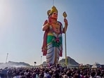 A 92-foot-tall Murugan statue is being consecrated as part of the Maha Kumbh Mela ceremony at the Theerthagiri temple, near Vellore, Tamil Nadu. A 92-foot-tall Murugan statue is being consecrated as part of the Maha Kumbh Mela ceremony at the Theerthagiri temple, near Vellore, Tamil Nadu.
