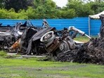 Ahmedabad: Wreckage of Air India's Boeing 787-8 aircraft, which was operating flight AI 171 from Ahmedabad to London, placed under tight security, seen a month after the tragedy, in Ahmedabad, Ahmedabad: Wreckage of Air India's Boeing 787-8 aircraft, which was operating flight AI 171 from Ahmedabad to London, placed under tight security, seen a month after the tragedy, in Ahmedabad,