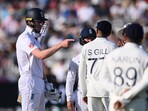 England's Zak Crawley clashes with India's Shubman Gill England's Zak Crawley clashes with India's Shubman Gill
