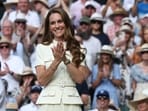 Kate Middleton, the Princess of Wales, during the trophy presentation after Poland's Iga Swiatek won her singles final match against Amanda Anisimova of the US. 