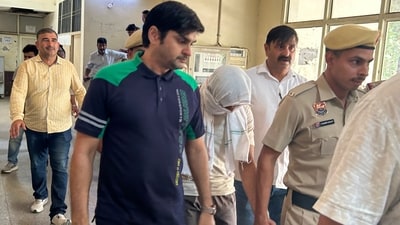 A team from Sector-56 police station produced Radhika Yadav's father Deepak Yadav in the district court and sent him to 14-day judicial custody in Gurugram on Saturday. (HT PHOTO) A team from Sector-56 police station produced Radhika Yadav's father Deepak Yadav in the district court and sent him to 14-day judicial custody in Gurugram on Saturday. (HT PHOTO)