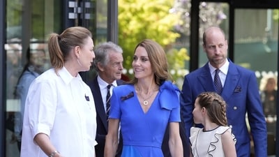 Kate and Wills, both 43, will be watching from the Royal Box when the world's top two players square off in front of a crowded 15,000 spectators at Centre Court in what is predicted to be an all-time classic final. (AP)
