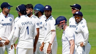 England's Harry Brook looks dejected and walks back to the pavilion after losing his wicket, bowled out by India's Akash Deep (Action Images via Reuters)
