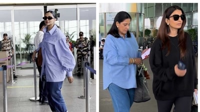 Deepika Padukone smiled for the photographers before entering the airport in Mumbai. Deepika Padukone smiled for the photographers before entering the airport in Mumbai.