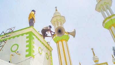 Following court directives, the police removed 1,149 loudspeakers from mosques across the city. Last week, CM Devendra Fadnavis declared that the city had been made loudspeaker-free. (PTI) Following court directives, the police removed 1,149 loudspeakers from mosques across the city. Last week, CM Devendra Fadnavis declared that the city had been made loudspeaker-free. (PTI)