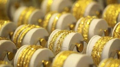 Gold jewellery is displayed in a shop in Kathmandu. Gold jewellery is displayed in a shop in Kathmandu.