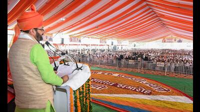 Haryana chief minister Nayab Singh Saini during an event in Bhiwani on Sunday. (Sourced)