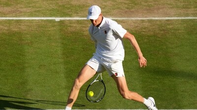 Italy's Jannik Sinner returns to Carlos Alcaraz of Spain in the men's singles final at the Wimbledon (AP) Italy's Jannik Sinner returns to Carlos Alcaraz of Spain in the men's singles final at the Wimbledon (AP)