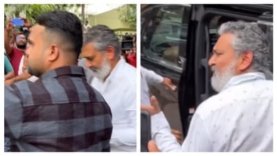 SS Rajamouli was seen pushing a fan who was trying to take selfie after the director paid his respects to actor Kota Srinivasa Rao.