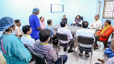 Odisha CM Mohan Charan Majhi visits AIIMS Bhubaneswar to review the treatment of Somyashree Bisi, a Balasore student who attempted self-immolation, in Bhubaneswar on Sunday. (ANI) Odisha CM Mohan Charan Majhi visits AIIMS Bhubaneswar to review the treatment of Somyashree Bisi, a Balasore student who attempted self-immolation, in Bhubaneswar on Sunday. (ANI)
