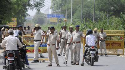 Police in Raipur during a previous Brij Mandal Yatra by Vishwa Hindu Parishad in Gurugram. (HT Archive) Police in Raipur during a previous Brij Mandal Yatra by Vishwa Hindu Parishad in Gurugram. (HT Archive)
