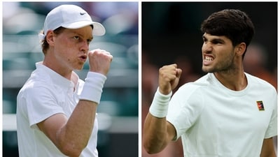 A combination picture shows Italy's Jannik Sinner and Spain's Carlos Alcaraz ahead of the Wimbledon men's singles final. (REUTERS)