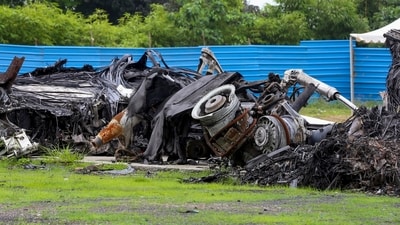 Ahmedabad: Wreckage of Air India's Boeing 787-8 aircraft, which was operating flight AI 171 from Ahmedabad to London, placed under tight security, seen a month after the tragedy, in Ahmedabad, (PTI) Ahmedabad: Wreckage of Air India's Boeing 787-8 aircraft, which was operating flight AI 171 from Ahmedabad to London, placed under tight security, seen a month after the tragedy, in Ahmedabad, (PTI)