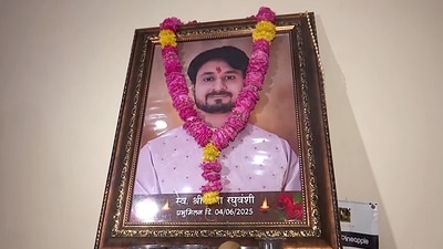 A portrait of late Indore-based businessman Raja Raghuvanshi, in Indore. (ANI) A portrait of late Indore-based businessman Raja Raghuvanshi, in Indore. (ANI)