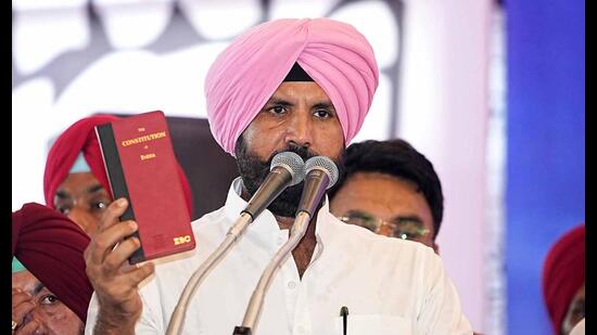 MP Amarinder Singh Raja Warring in Ludhiana on Sunday. (HT)