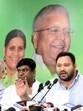 Leader of Opposition in Bihar Assembly and RJD leader Tejashwi Yadav addresses the Grand Alliance press conference at his residence at Polo Road in Patna on Sunday. (Santosh Kumar/ht)