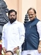 Mumbai, India - June 30, 2025: CM Devendra Fadnavis, Dy CM Eknath Shinde, Dy CM Ajit Pawar and other MLA's pay respect to Chhatrapati SHivaji Maharaj Statue,during the mosoon assembly session at Vidhan Bhavan, in Mumbai, India, on Monday, June 30, 2025. (Photo by Anshuman Poyrekar/ Hindustan Times) (Hindustan Times)