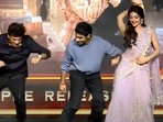 Shiva Rajkumar followed Kireeti's steps as they danced with Sreeleela on stage at Junior event. 