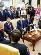 US President Donald Trump meets with NATO Secretary General Mark Rutte, where President Trump announces a deal to send US weapons to Ukraine through NATO, in the Oval Office at the White House in Washington, D.C., on July 14. (REUTERS)
