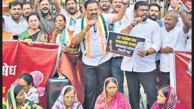 Residents of villages merged with PMC stage protest over interest on property tax dues