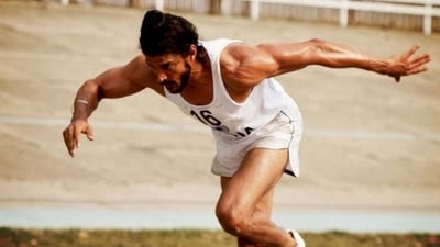 A still from Bhaag Milkha Bhaa starring Farhan Akhtar as Milkha Singh. A still from Bhaag Milkha Bhaa starring Farhan Akhtar as Milkha Singh.