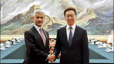 External affairs minister S Jaishankar with Chinese vice president Han Zheng in Beijing. (Photo from X) External affairs minister S Jaishankar with Chinese vice president Han Zheng in Beijing. (Photo from X)