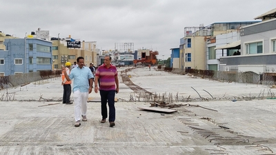 The 2.5-km-long Ejipura flyover, whose construction began in 2017, has faced years of setbacks and delays. (X/@BBMPCOMM)