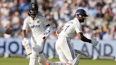 India's batters KL Rahul and Akash Deep run between the wickets during the fourth day of the third Test match between India and England, (PTI) India's batters KL Rahul and Akash Deep run between the wickets during the fourth day of the third Test match between India and England, (PTI)