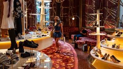 The Red Room at Printemps New York was built in 1931 and served as the reception area for the former Irving Trust bank. The Red Room at Printemps New York was built in 1931 and served as the reception area for the former Irving Trust bank.