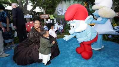 They even interacted with the Smurfs with wide smiles, happy to see life-size versions of the characters.&nbsp; (REUTERS)